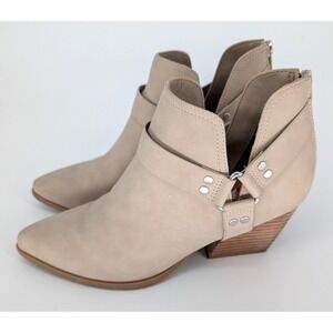DV Dolce Vita‎ Kaylie Taupe Vegan Suede Harness Pointed Toe Ankle Booties 9.5